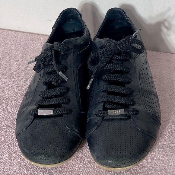 BOSS Hugo Boss Black Leather Low Top Trainers Sneakers 41 - Picture 15 of 15